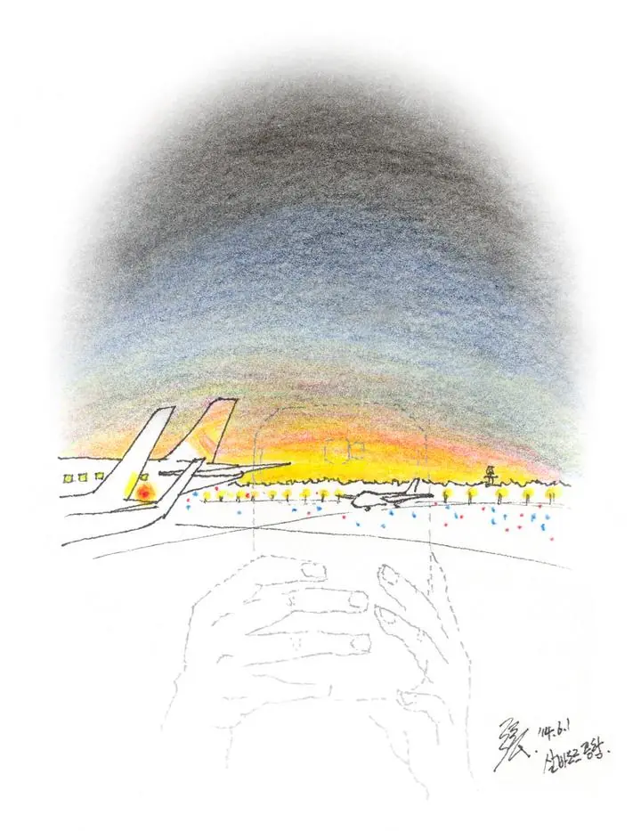 Colorful Airplane Illustration, Wall Art, Line Art