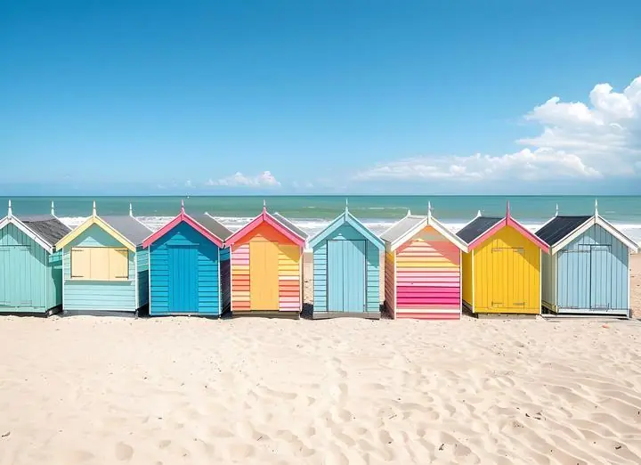 Colorful Beach Houses 2, Aesthetic Art, Pop Art