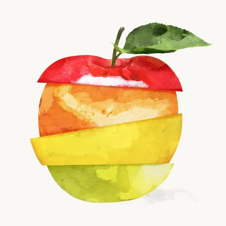 Colorful Cut Apple, Aesthetic Art, Fruits