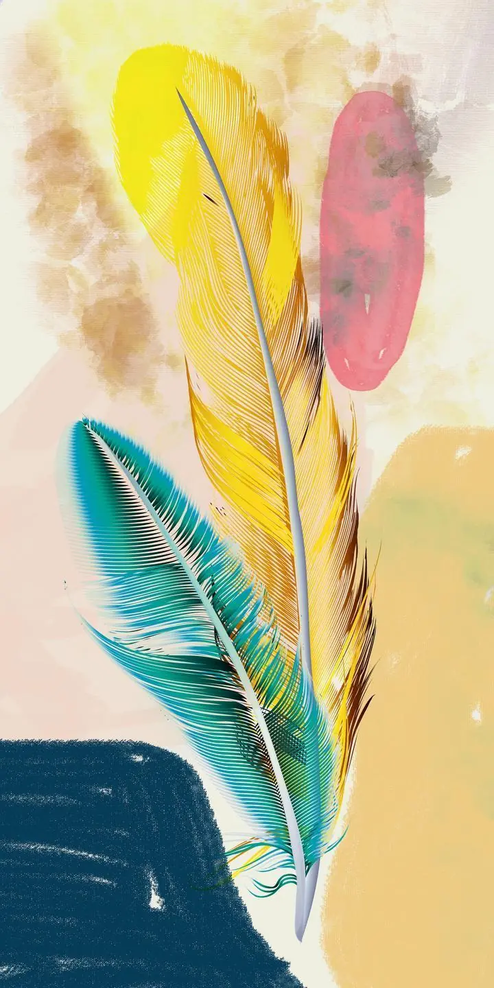 Colorful Feather Illustration, Wall Art, Decor Wall Art, Decor Wall Art G