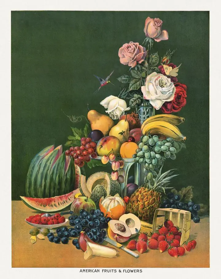 Colorful Fruit And Flowers, Aesthetic Art, Fruits