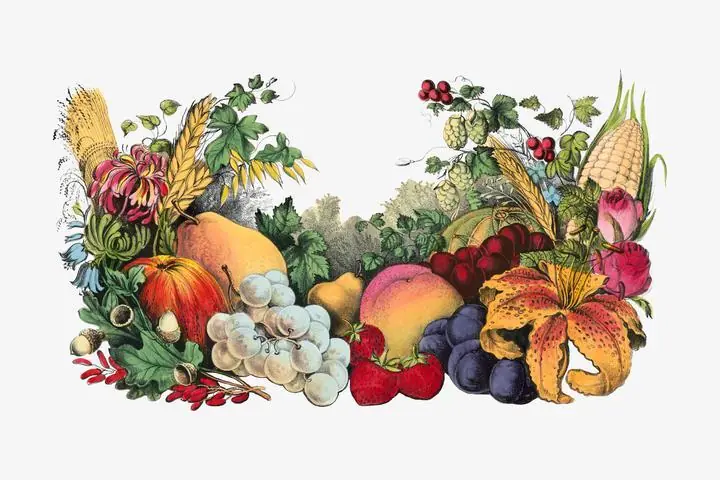 Colorful Fruit And Vegetables, Aesthetic Art, Fruits