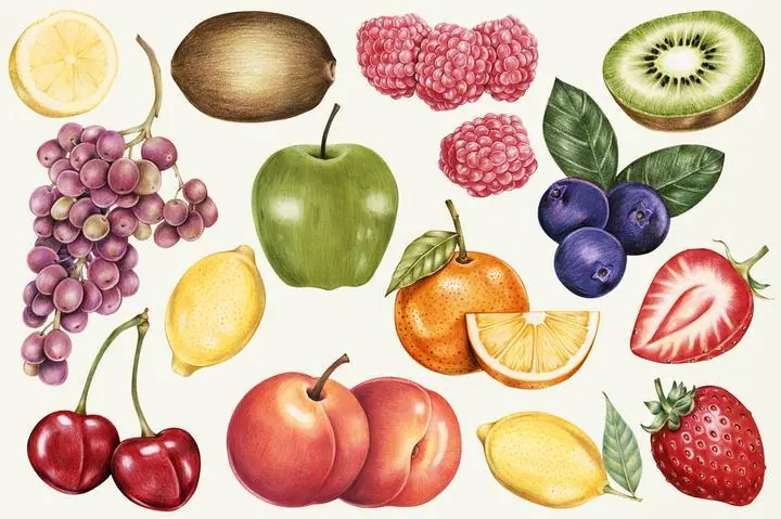 Colorful Fruit Collection 4, Aesthetic Art, Fruits