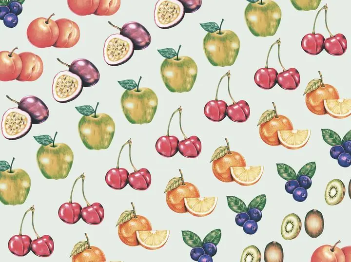 Colorful Fruit Pattern, Aesthetic Art, Fruits