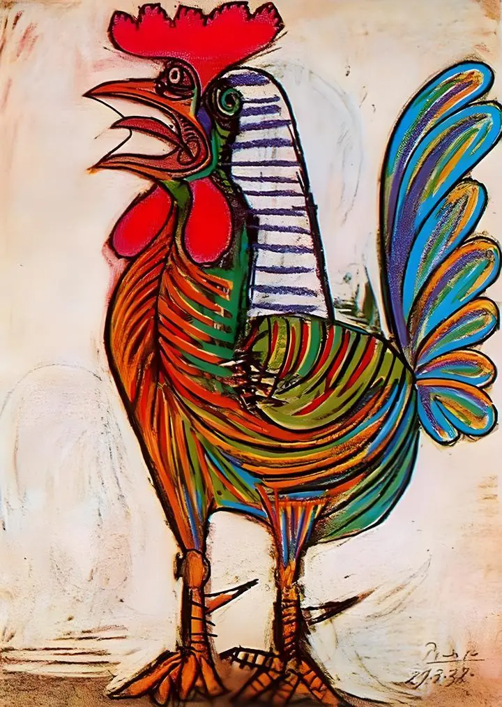 Colorful Rooster Painting, Paintings, Picasso