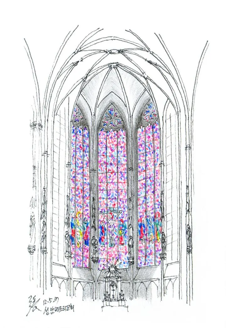 Colorful Stained Glass Windows, Wall Art, Line Art