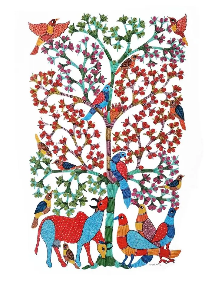Colorful Tree With Animals