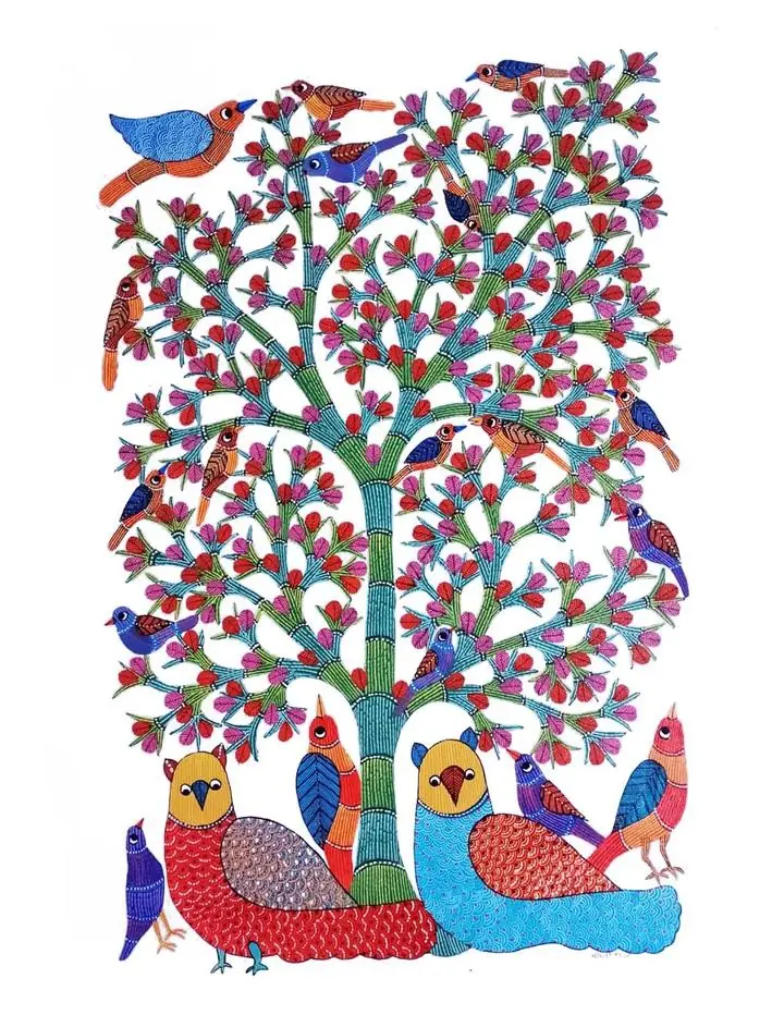 Colorful Tree With Birds
