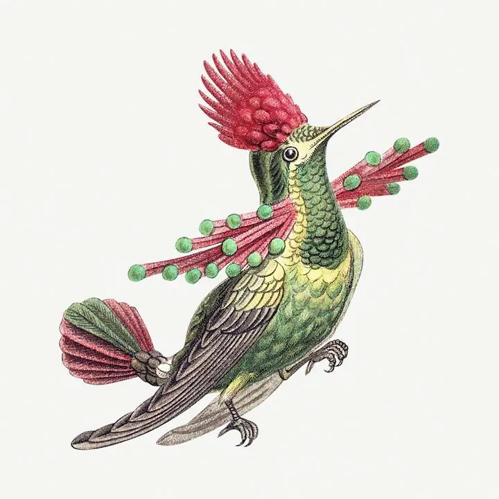 Colorful Vintage Hummingbird 2, Aesthetic Art, Animal & Birds, Animal & Birds B