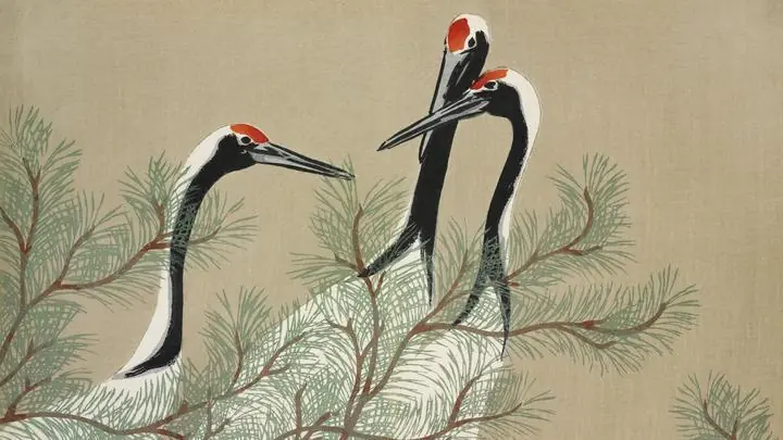 Cranes From Momoyogusa, Aesthetic Art, Animal & Birds, Animal & Birds B