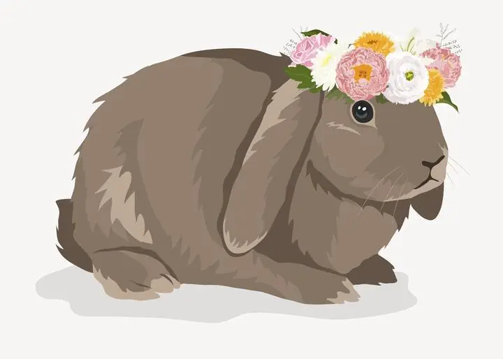 Cute Bunny- Rabbit Wearing Flower Crown, Aesthetic Art, Animal & Birds, Animal & Birds B