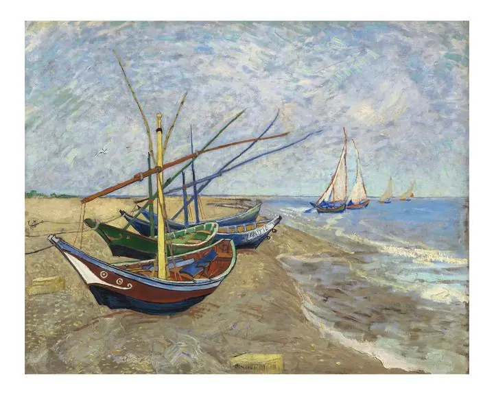 Fishing Boats Landscape, Paintings, Van Gogh