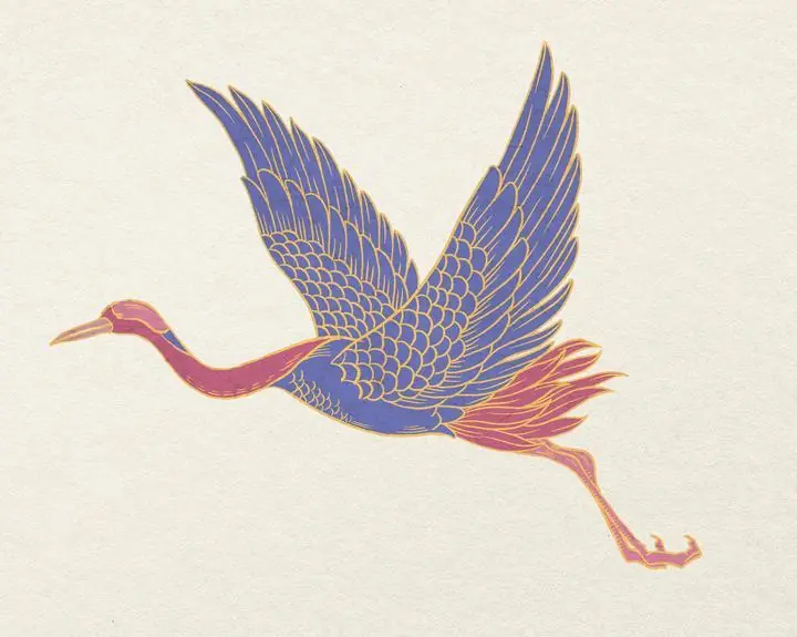 Flying Crane- Japanese Animal, Aesthetic Art, Animal & Birds, Animal & Birds B