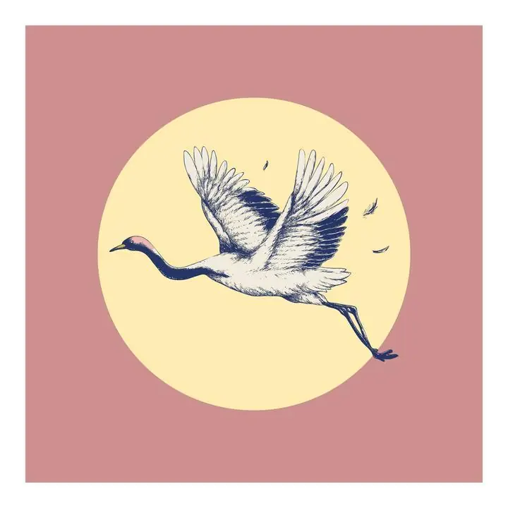 Flying Crane Over The Sun, Aesthetic Art, Animal & Birds, Animal & Birds B