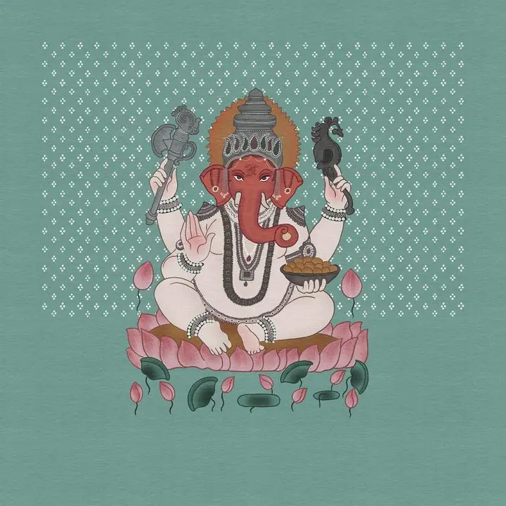 Ganesha Statue, Indian Art, Pichwai, Pichwai Square