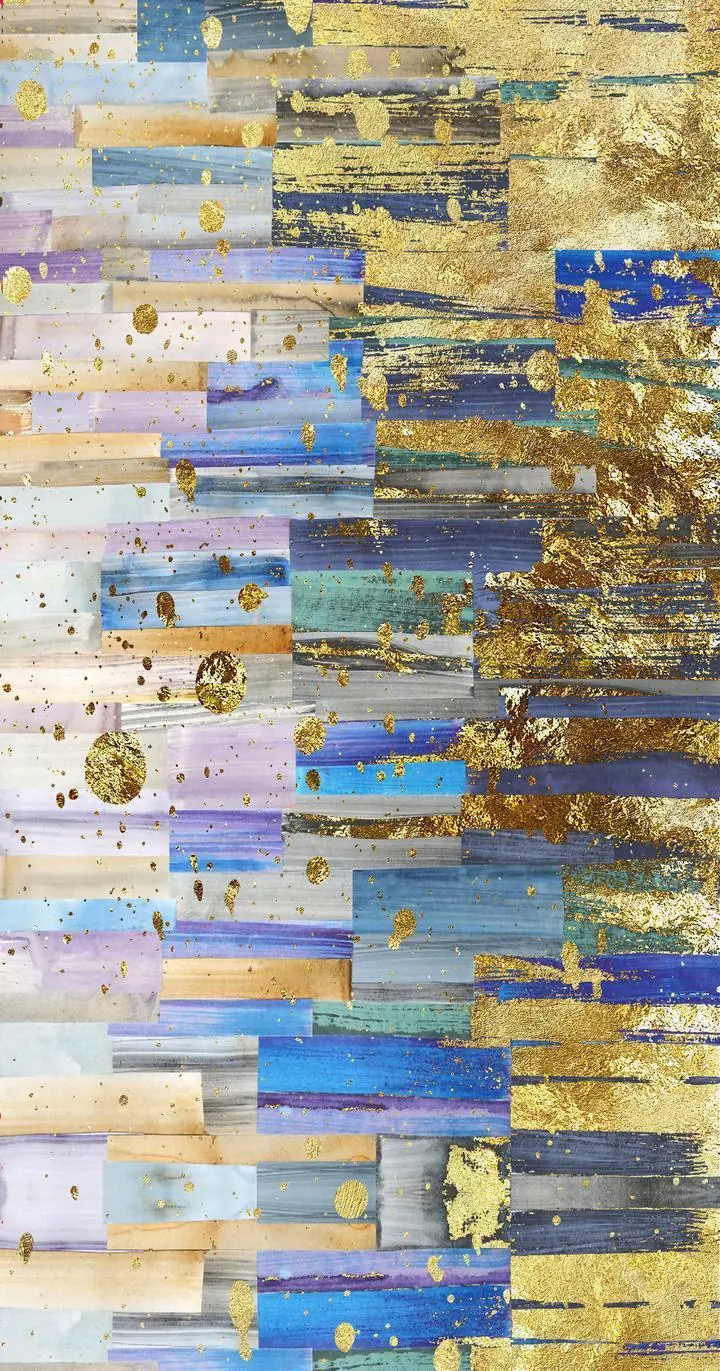 Gold Blue Rectangular Pattern, Wall Art, Decor Wall Art, Decor Wall Art G
