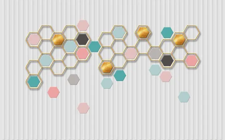 Gold Honeycomb Pattern Hexagons, Wallpaper, Old 3D