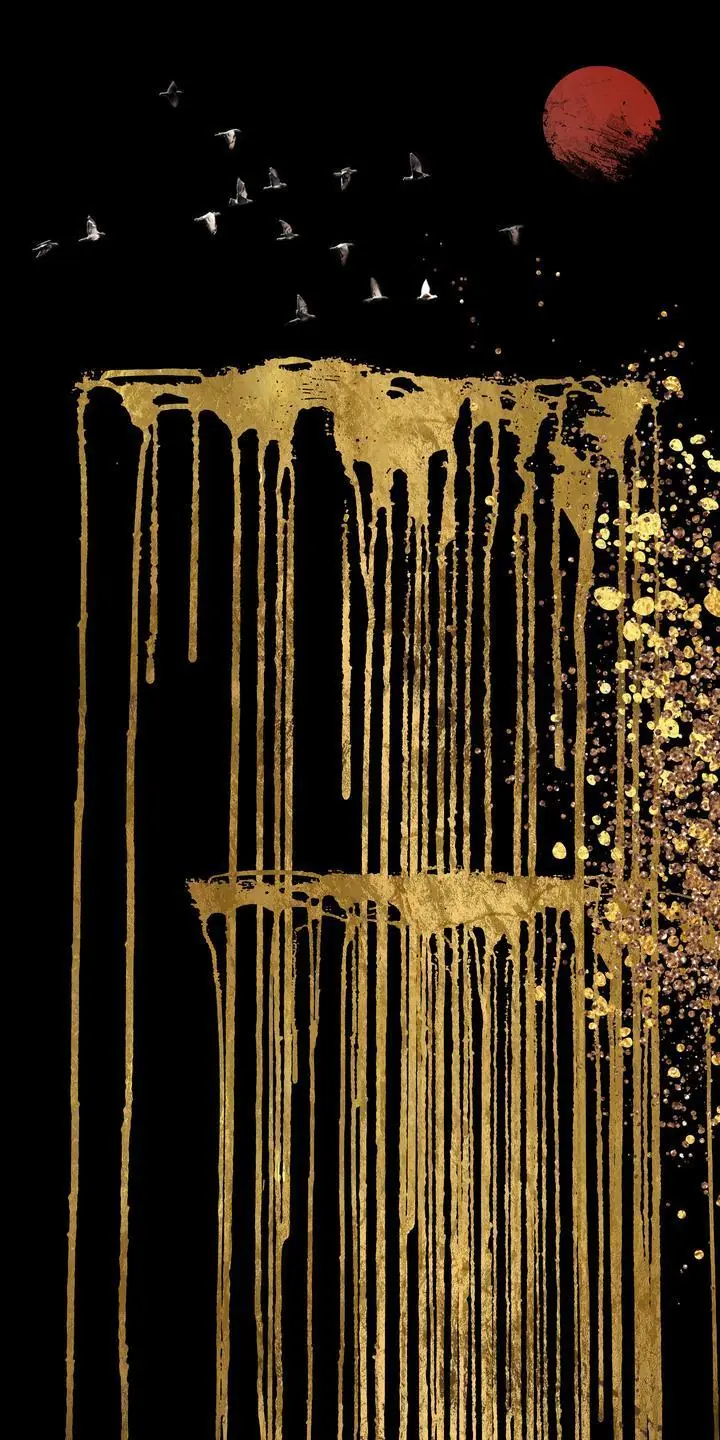 Gold Paint Dripping Wall, Wall Art, Decor Wall Art, Decor Wall Art G