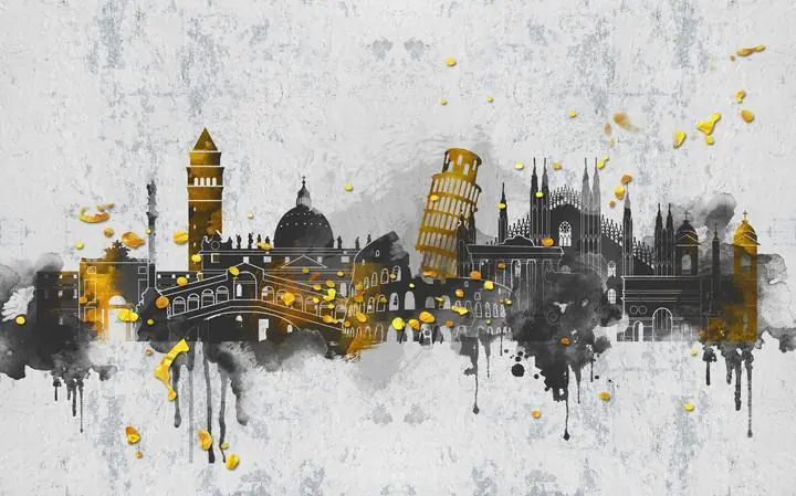 Gold Paint Splatters, Wallpaper, World Landscape