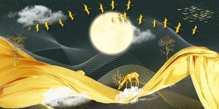 Golden Deer And Flying Creatures