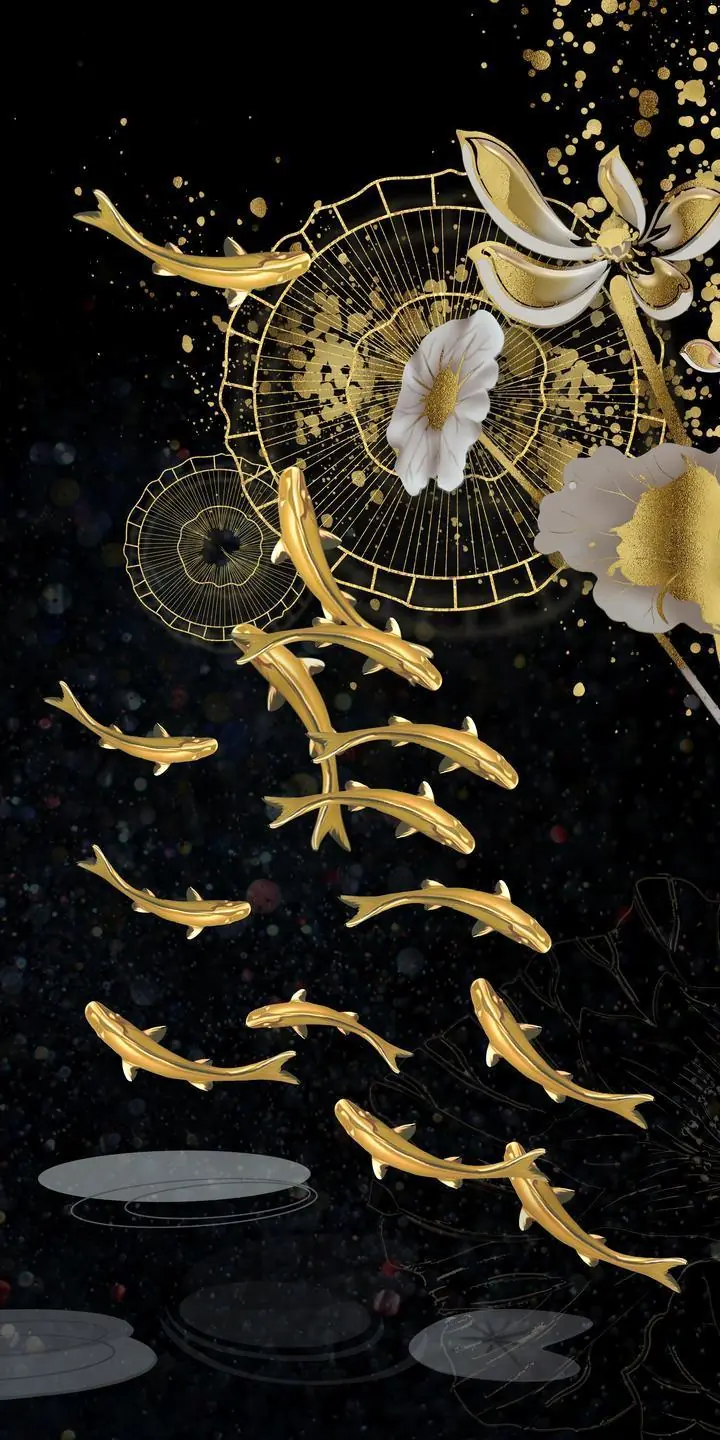 Golden Fish Swimming Downward, Wall Art, Decor Wall Art, Decor Wall Art G