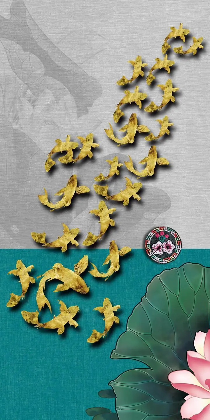 Golden Fish Swimming Upwards, Wall Art, Decor Wall Art, Decor Wall Art G