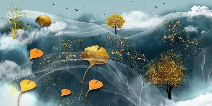 Golden Leaves Floating Downwards