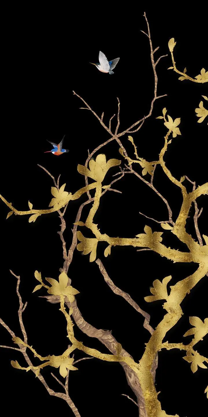 Golden Tree With Birds, Wall Art, Decor Wall Art, Decor Wall Art G