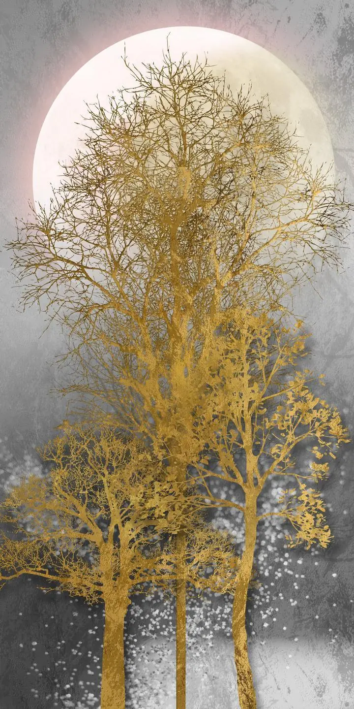 Golden Trees Moonlight, Wall Art, Decor Wall Art, Decor Wall Art G