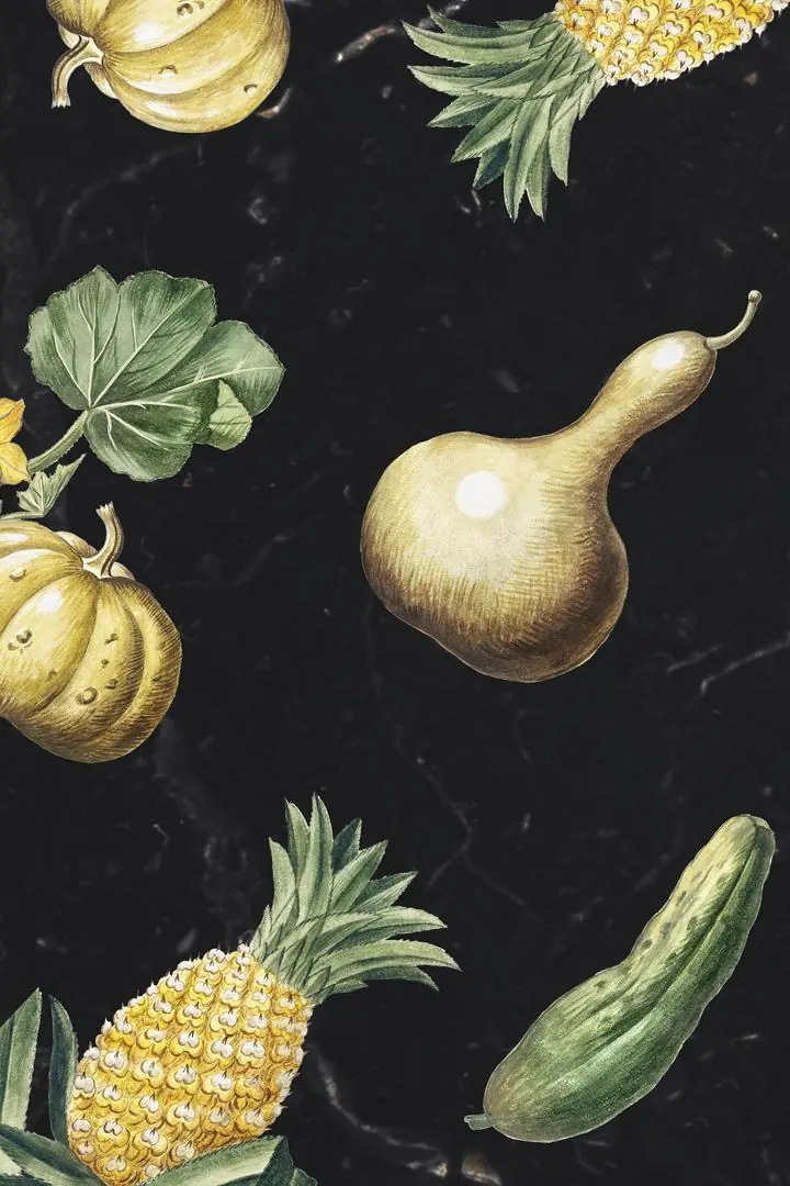 Golden Vegetable Objects, Aesthetic Art, Fruits
