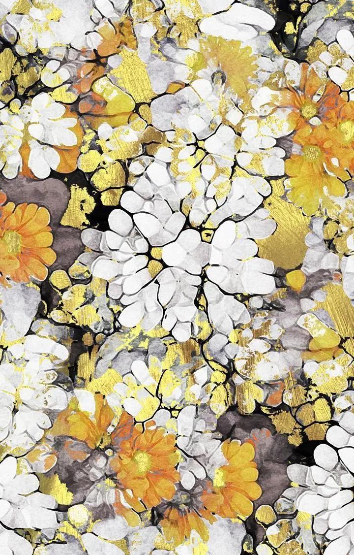 Golden White Flower Pattern, Wall Art, Decor Wall Art, Decor Wall Art G