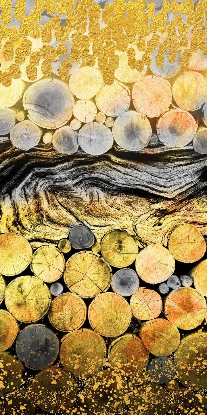 Golden Wooden Logs Abstract Art, Wall Art, Decor Wall Art, Decor Wall Art G