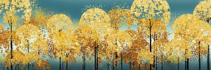 Golden Yellow Trees 2, Wall Art, Old Gold, Gold Landscape