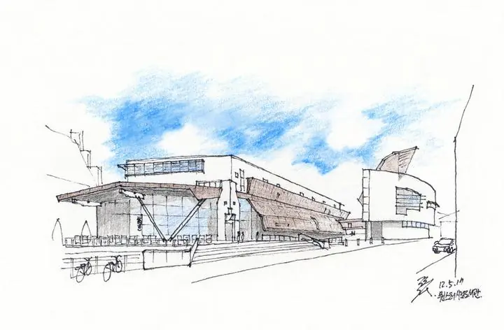 Gray Building Sketch 2, Wall Art, Line Art
