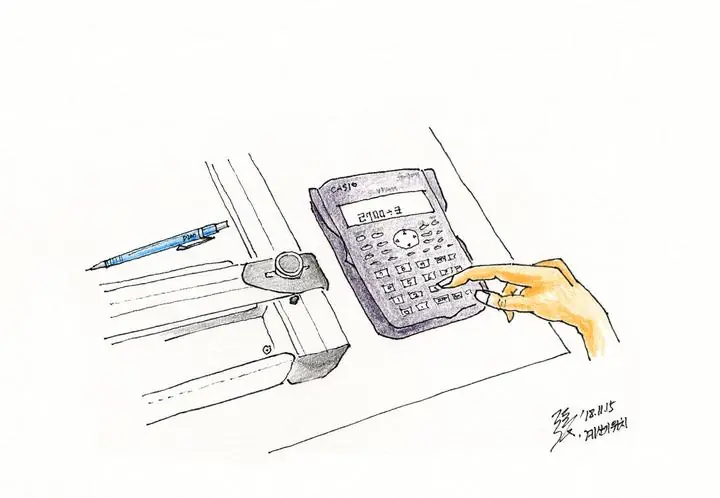Gray Calculator, Wall Art, Line Art