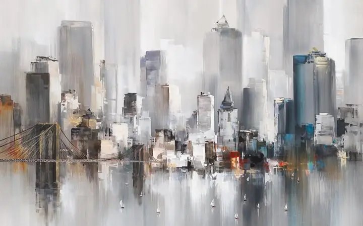 Gray City Skyline Water, Wallpaper, World Landscape