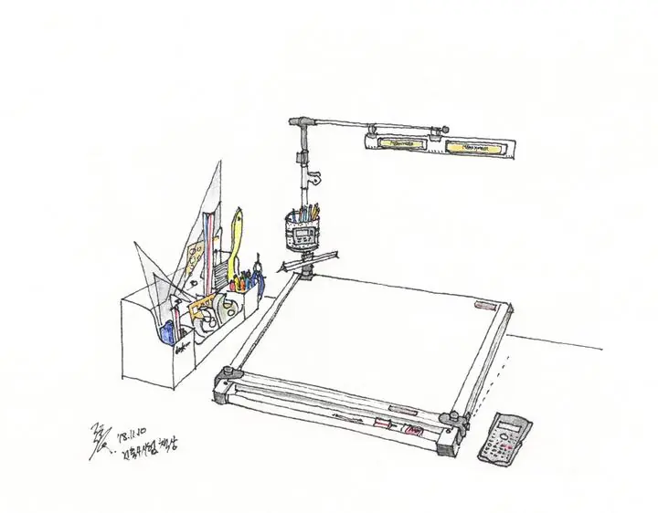 Gray Drawing Board, Wall Art, Line Art