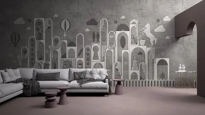 Gray Horse Statue Pink Hot Air