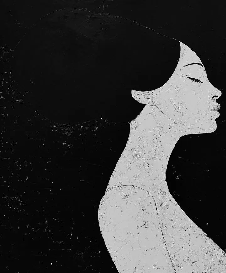 Gray Woman Silhouette, Wall Art, Modern, Modern Monochrome