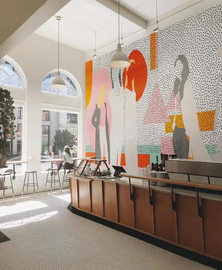 Gray Woman White Dress Blue Teal