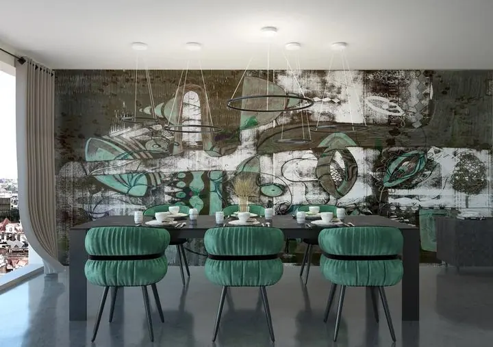 Green Abstract Art Piece, Wallpaper, Unique