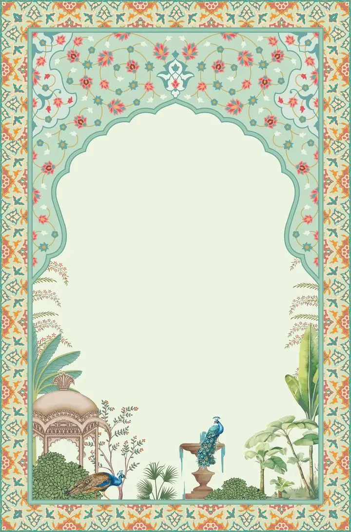 Green Archway With Peacocks, Indian Art, Pichwai, Pichwai Portrait