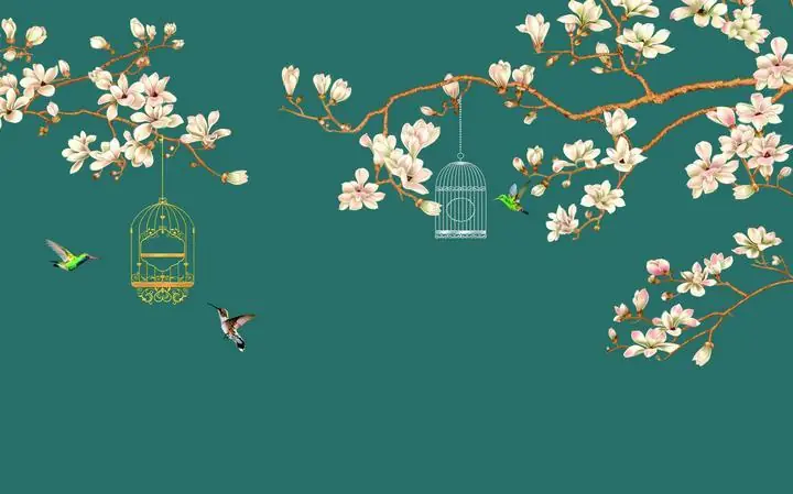 Green Bird Cage White Hummingbird Multicolor, Wallpaper, Old 3D