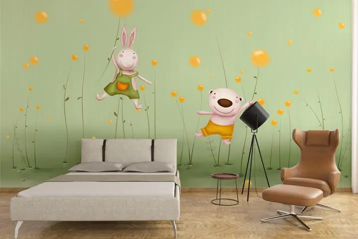 Green Bunny Yellow Bear Orange Balloons