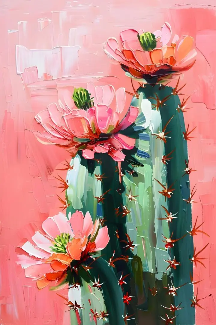 Green Cactus Flowers, Aesthetic Art, Pop Art
