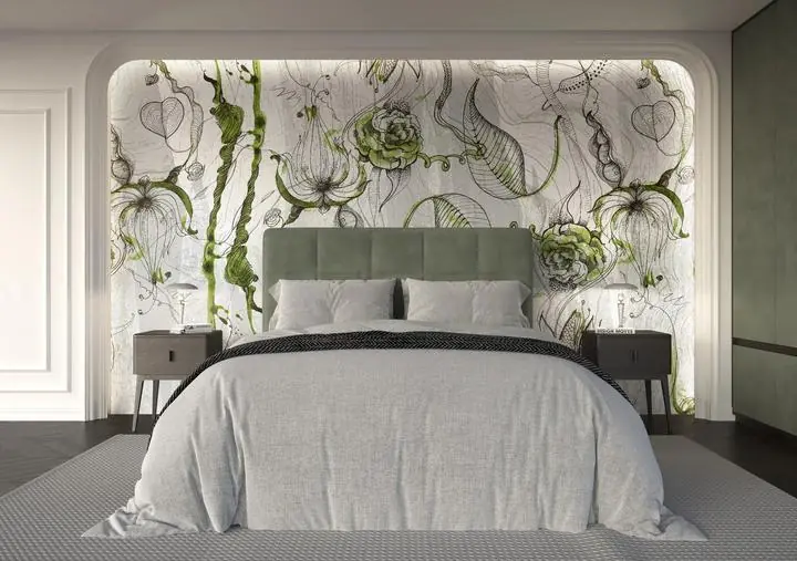 Green Flowering Plant Drawing, Wallpaper, Unique