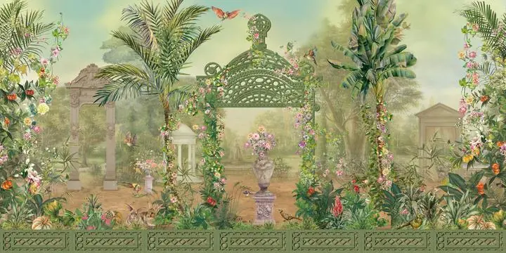Green Garden Archway, Indian Art, Pichwai, Pichwai Landscape
