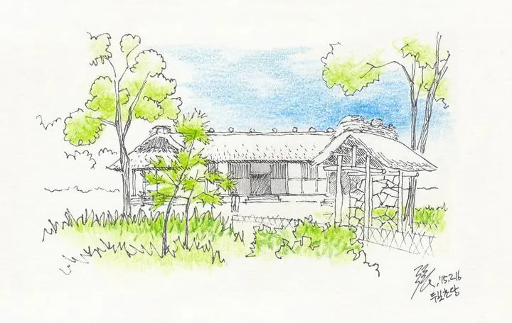 Green House Drawing, Wall Art, Line Art