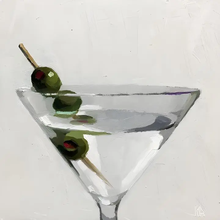 Green Olives Martini Glass, Wall Art, Modern, Modern Monochrome