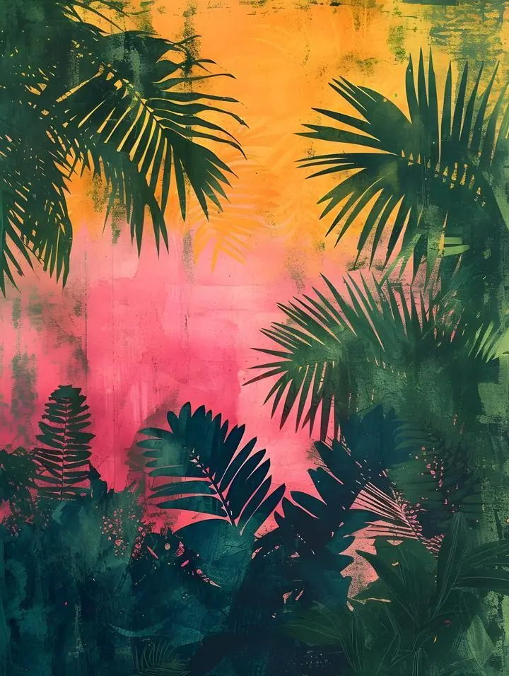 Green Palm Leaves, Aesthetic Art, Pop Art